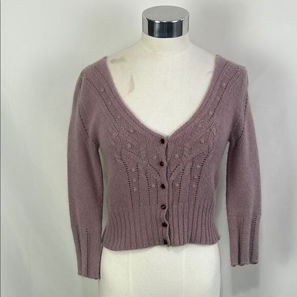 Dolce and Gabbana Lavender Crop Jeweled Button Cardigan - Picture 1 of 8